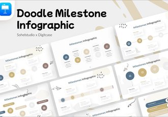 涂鸦风格发展历程时间轴图形keynote模板 - 顶尖PPT