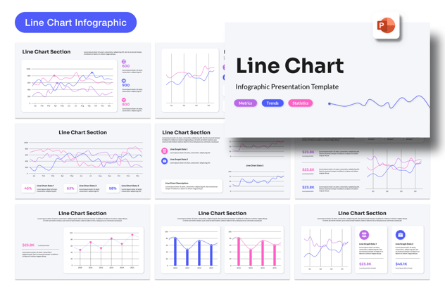 折线图数据趋势展示PPT模板 - 顶尖PPT