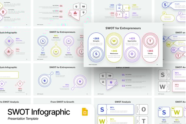 SWOT信息图形PPT模板 - 顶尖PPT