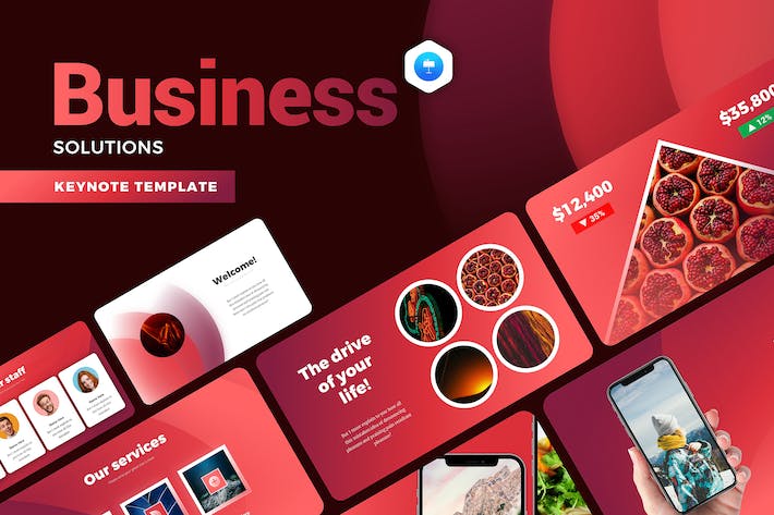 红色企业业务解决方案商业计划多用途keynote模板 - 顶尖PPT