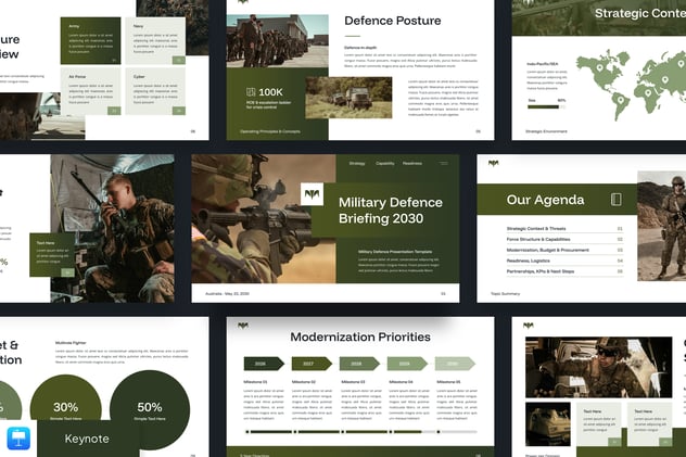 军事防御安全简报汇报Keynote模板 - 顶尖PPT