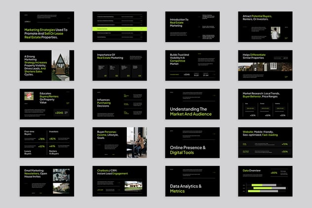 黑石灰房地产演讲keynote模板 - 顶尖PPT