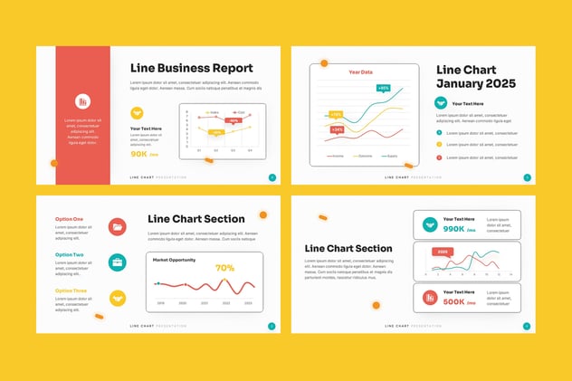 可视化数据展示折线图形PPT模板 - 顶尖PPT