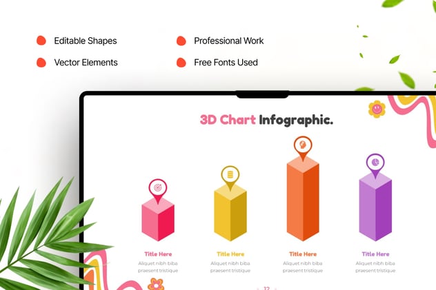 3D可视化数据图形图表嘻哈风格Keynote模板 - 顶尖PPT