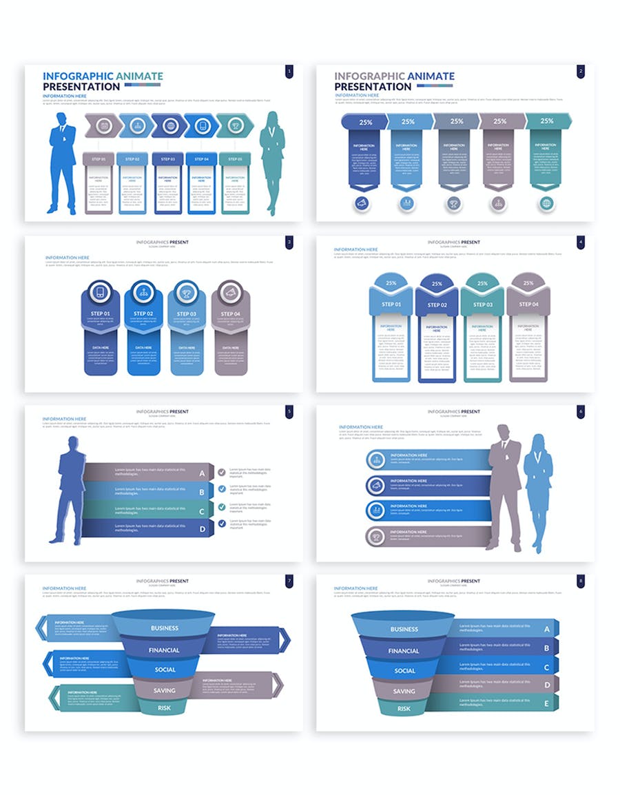 步骤流程图形微立体风格PPT模板 - 顶尖PPT