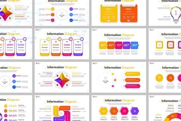 彩色步骤流程信息图形PPT模板 - 顶尖PPT