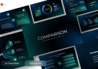 黑色底数据对比信息图形PPT模板 - 顶尖PPT