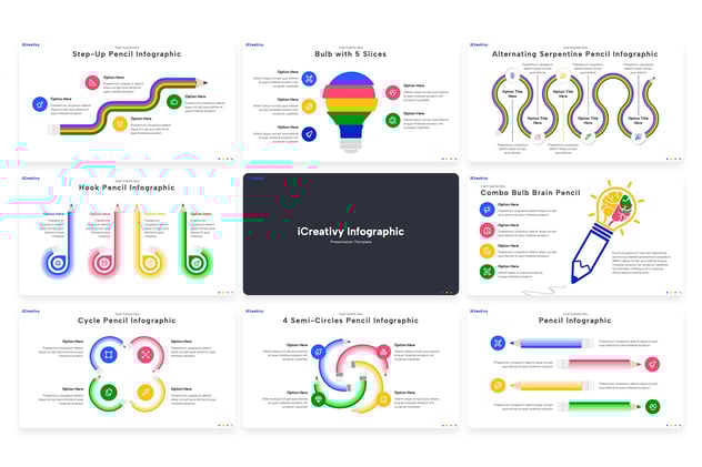 教育信息图表铅笔图形PPT模板 - 顶尖PPT