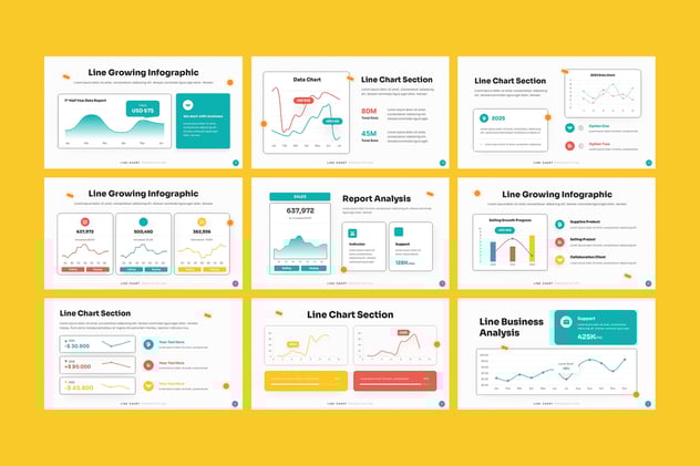 可视化数据展示折线图形PPT模板 - 顶尖PPT
