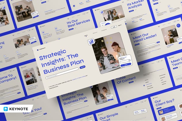 米白蓝现代商务路演提案Keynote模板 - 顶尖PPT