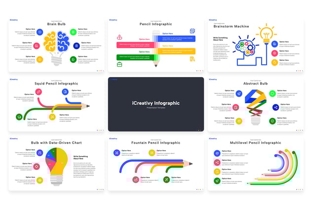 教育信息图表铅笔图形PPT模板 - 顶尖PPT