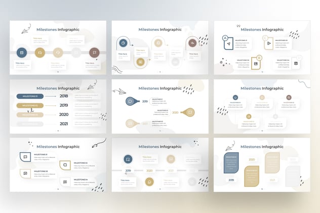 涂鸦风格发展历程时间轴图形keynote模板 - 顶尖PPT