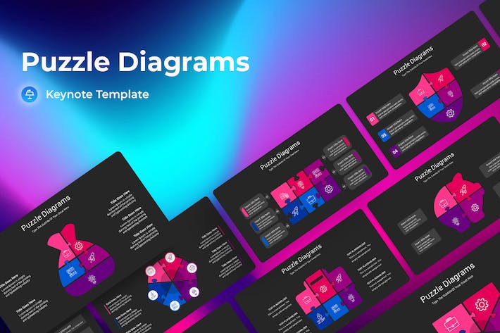 拼图创意展示问题分析图形Keynote模板 - 顶尖PPT