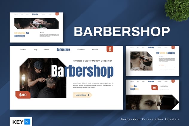 理发店理发师主题keynote模板 - 顶尖PPT