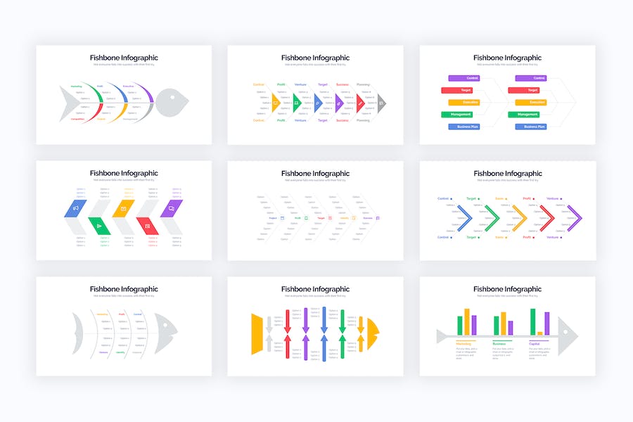 商业鱼骨图问题分析信息图PPT模板 - 顶尖PPT