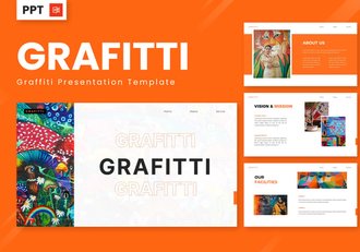 极简风格涂鸦作品展示PPT模板 - 顶尖PPT