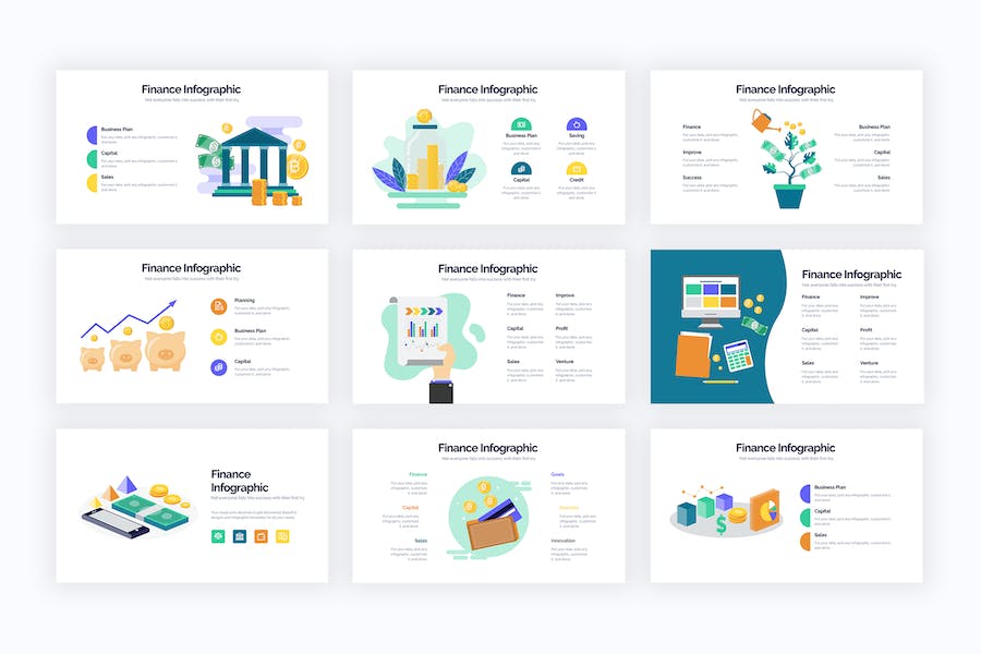 商业金融信息图形展示Keynote模板 - 顶尖PPT