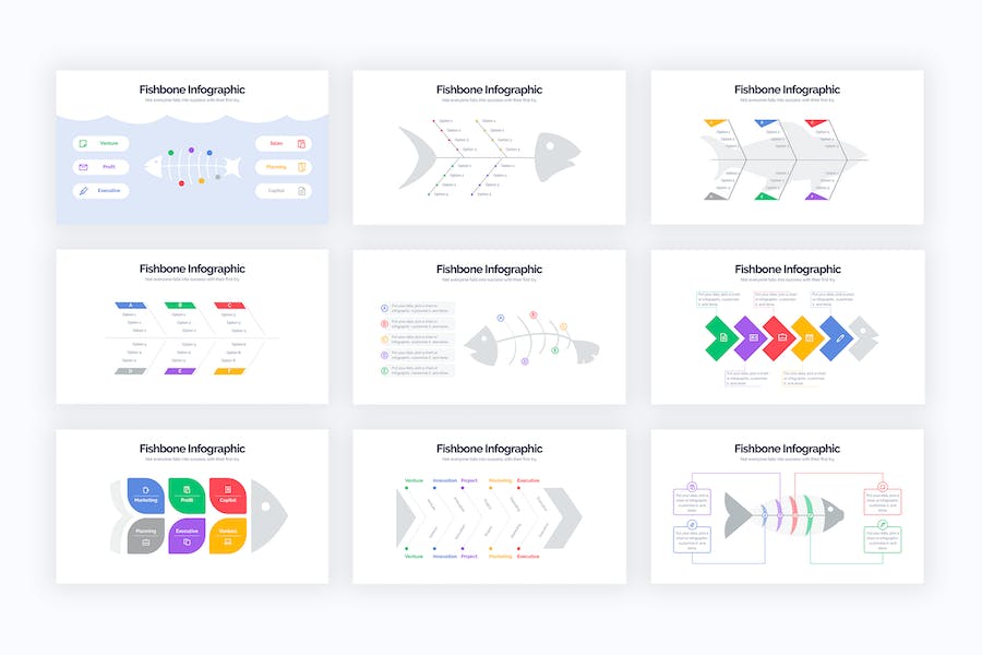 商业鱼骨图问题分析信息图PPT模板 - 顶尖PPT
