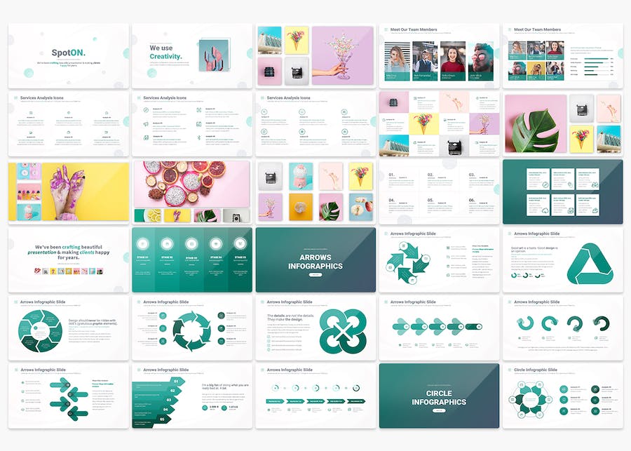 多功能数据汇报循环聚合步骤图形keynote模板 - 顶尖PPT