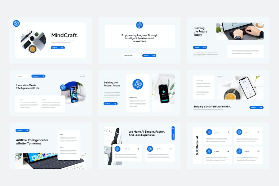 人工智能概念设计创新应用PPT模板 - 顶尖PPT