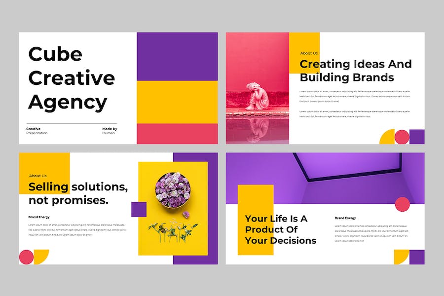 立方体创意几何设计作品展示Keynote模板 - 顶尖PPT