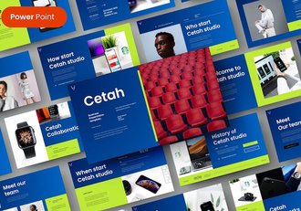 蓝绿商务产品展示PowerPoint模板 - 顶尖PPT