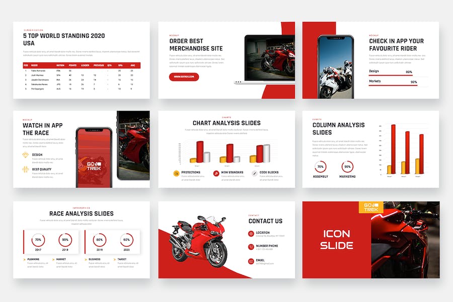摩托车赛车主题展示Keynote模板 - 顶尖PPT