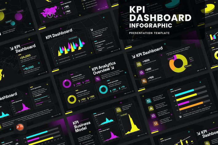 创意KPI仪表板数据展示PPT模板 - 顶尖PPT