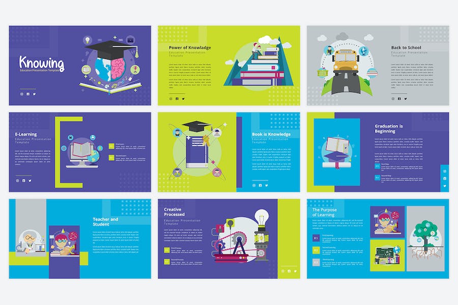 知识科普在线教育培训课程PPT模板 - 顶尖PPT
