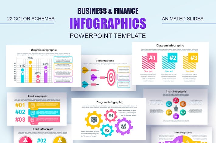 彩色信息图形图表PPT模板 - 顶尖PPT