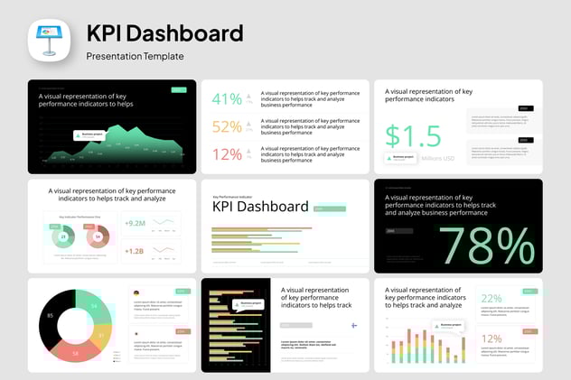 KPI关键指标数据看板Keynote模板 - 顶尖PPT