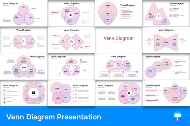 线性设计文氏图维恩图keynote模板 - 顶尖PPT