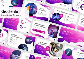 渐变配色人工智能科技PPT模板 - 顶尖PPT