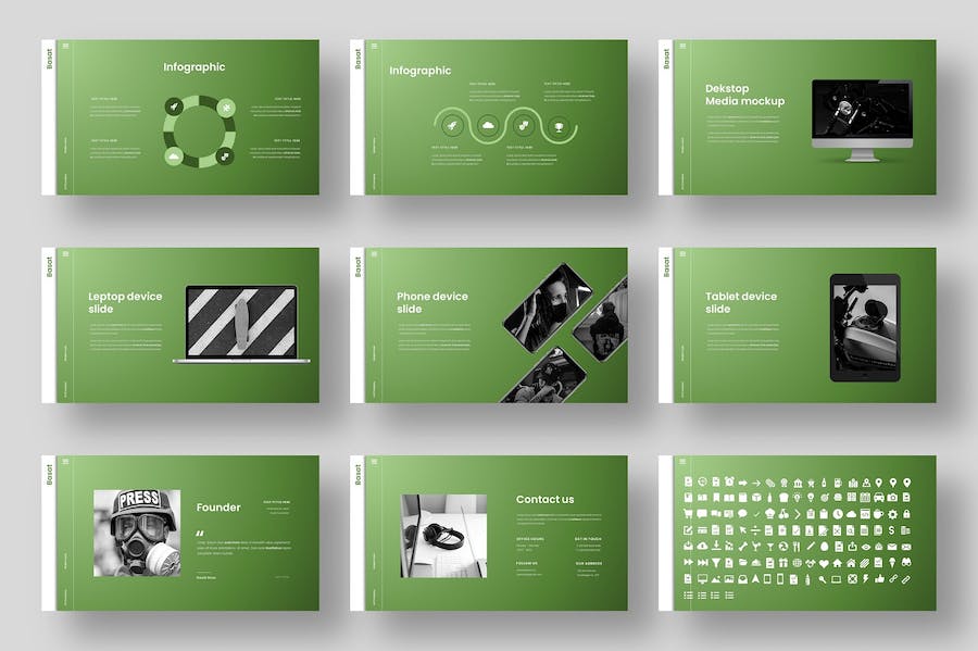 绿色简约商务商业通用国外keynote模板 - 顶尖PPT