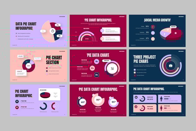 饼图数据分析展示PPT模板 - 顶尖PPT