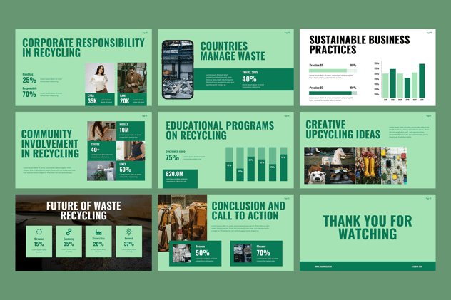 废物回收利用介绍PowerPoint模板 - 顶尖PPT