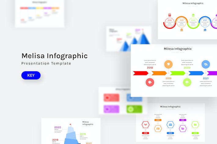 彩色步骤流程信息图形keynote模板 - 顶尖PPT