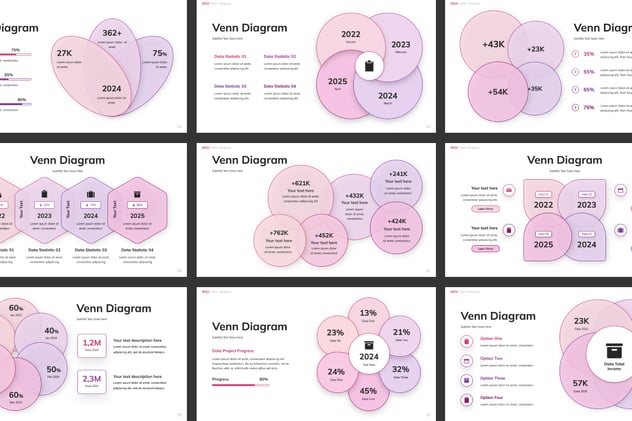 线性设计文氏图维恩图keynote模板 - 顶尖PPT