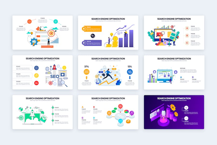 营销推广搜索引擎优化信息图形Keynote模板 - 顶尖PPT