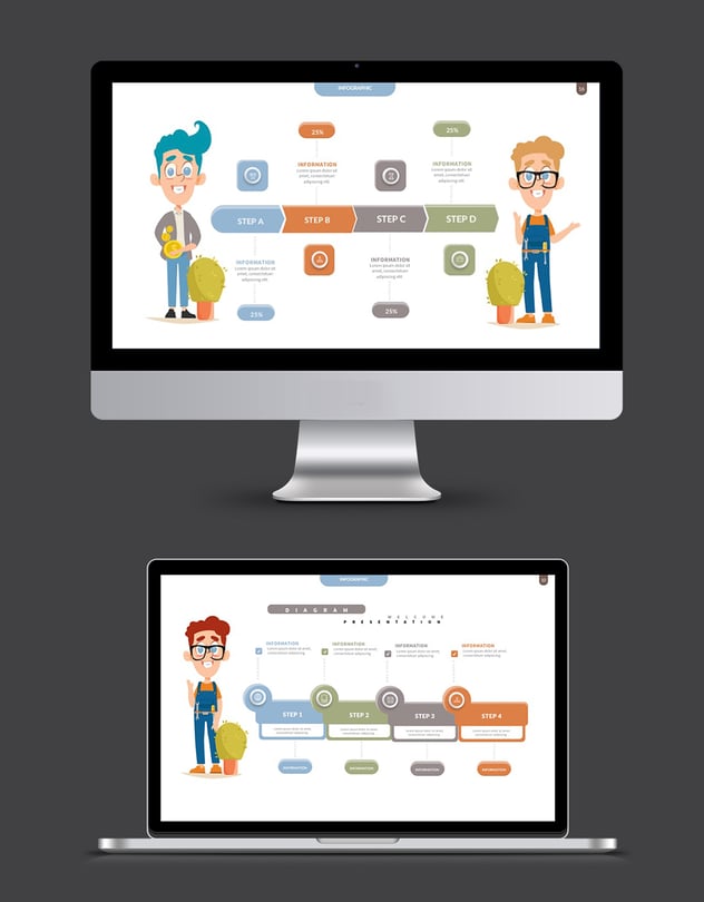 家政类人物图形插画keynote模板 - 顶尖PPT