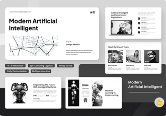 现代AI人工智能主题PPT模板 - 顶尖PPT