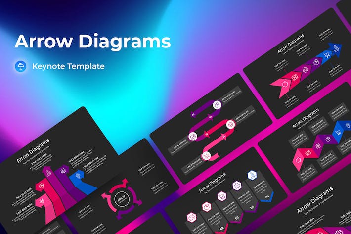 箭头图表深色注释记号Keynote模板 - 顶尖PPT
