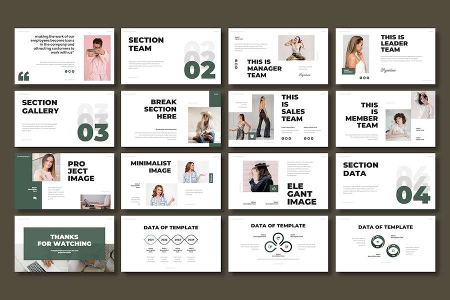 极简时尚模特摄影服装设计PPT模板 - 顶尖PPT