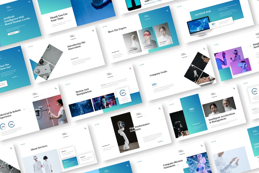 人工智能技术知识讲述分享PPT模板 - 顶尖PPT