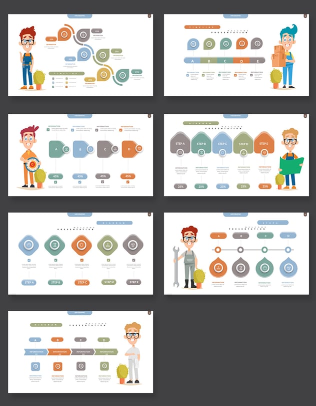 家政类人物图形插画keynote模板 - 顶尖PPT