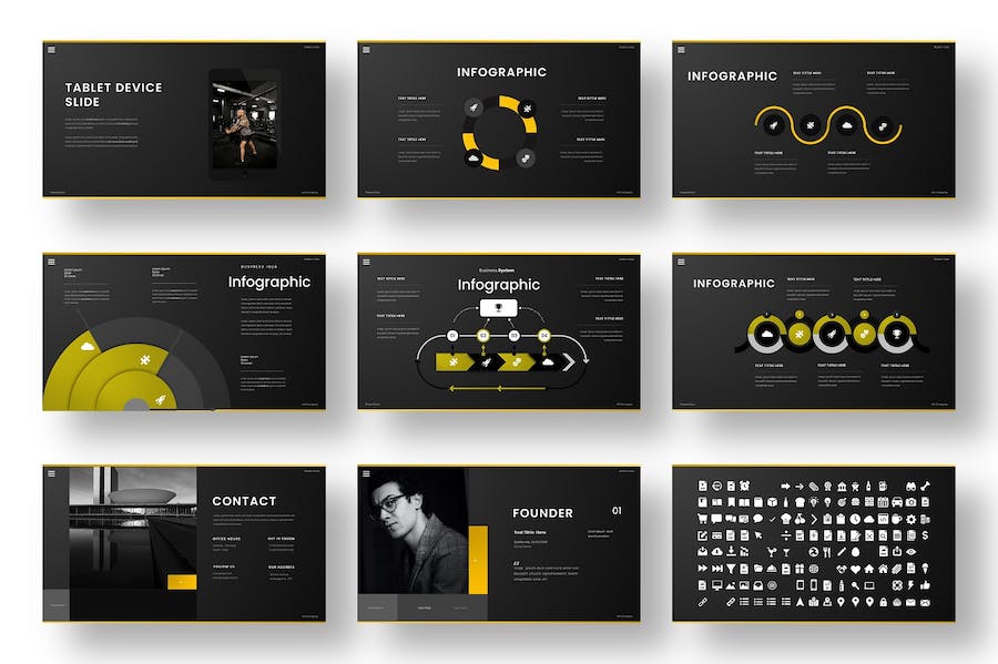 黑色系时尚风格通用PPT模板 - 顶尖PPT