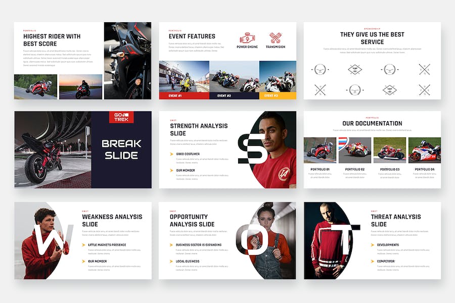 摩托车赛车主题展示Keynote模板 - 顶尖PPT