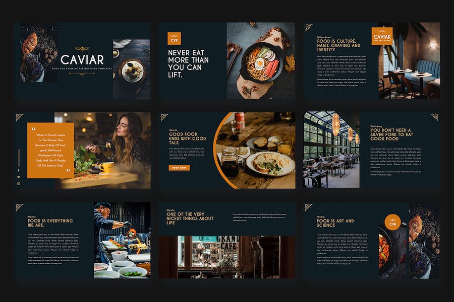 鱼子酱餐饮食品行业展示PPT模板 - 顶尖PPT