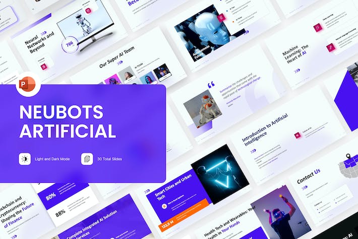 AI科技人工智能chatGPT大模型对话未来科技PPT模板 - 顶尖PPT