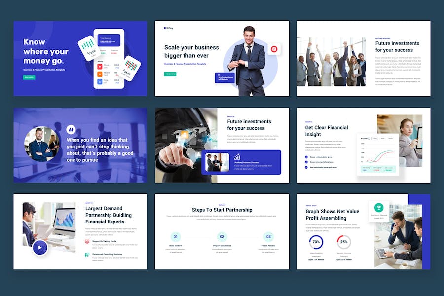 商务风格财务公司keynote模板 - 顶尖PPT